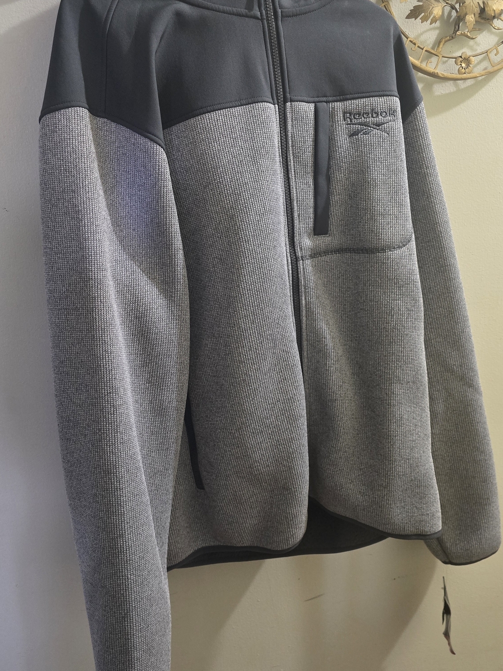 Reebok Men’s Gray Two-Tone Full Zip Jacket